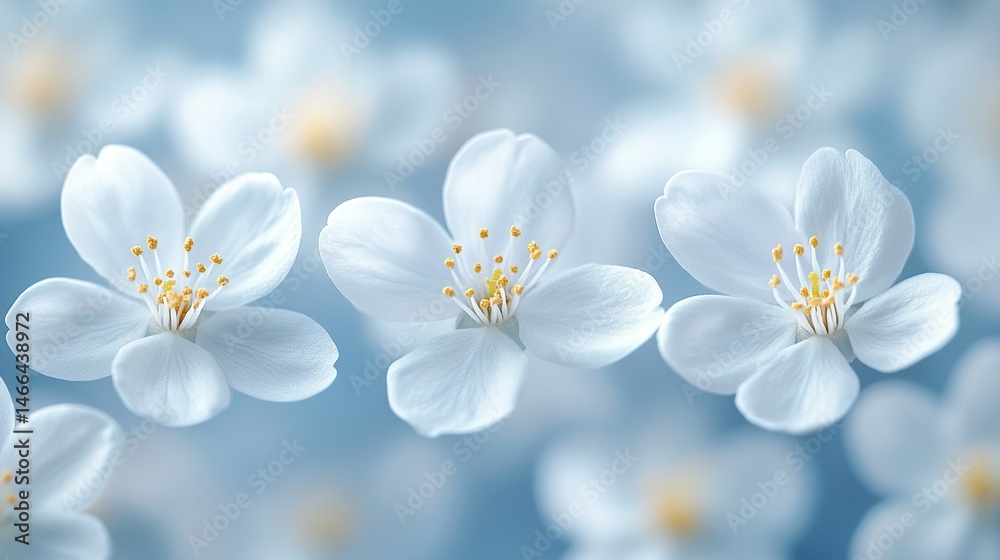 Delicate white blossoms in soft focus, evoking spring Delicate white blossoms in soft focus, evoking spring