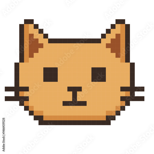 A neutral-faced pixel cat, expressionless.
