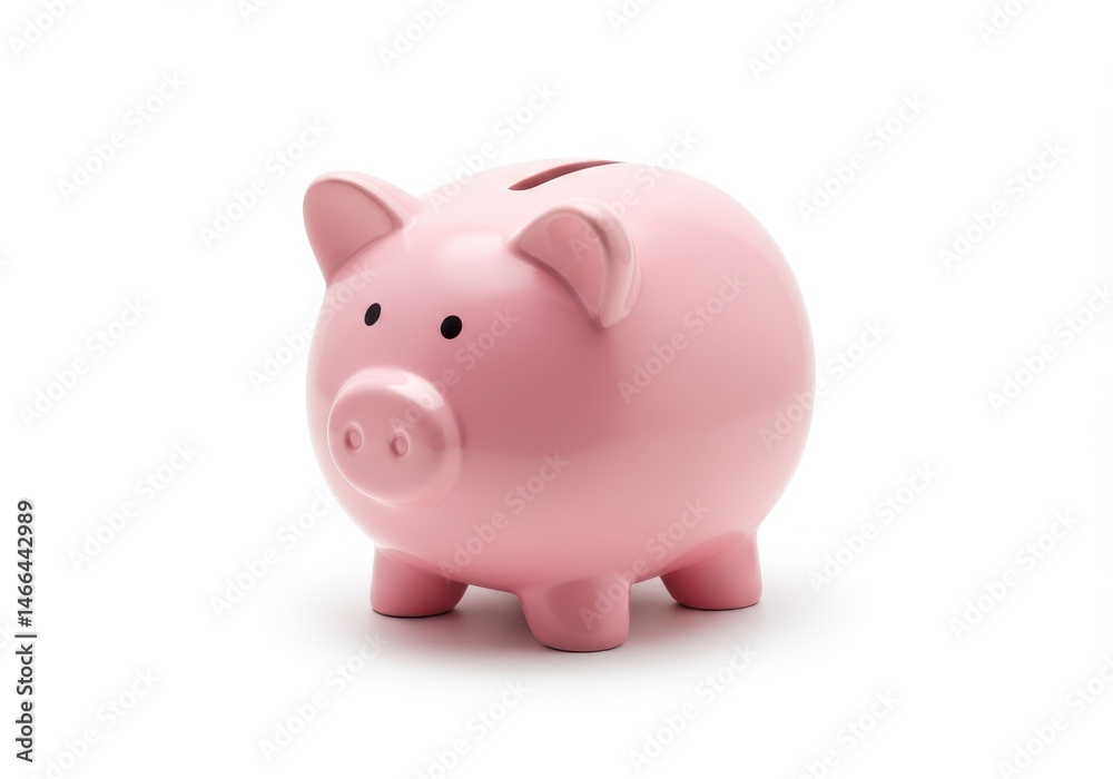 A pink piggy bank stands on a white surface, symbolizing savings and financial planning for the future A pink piggy bank stands on a white surface, symbolizing savings and financial planning for the future
