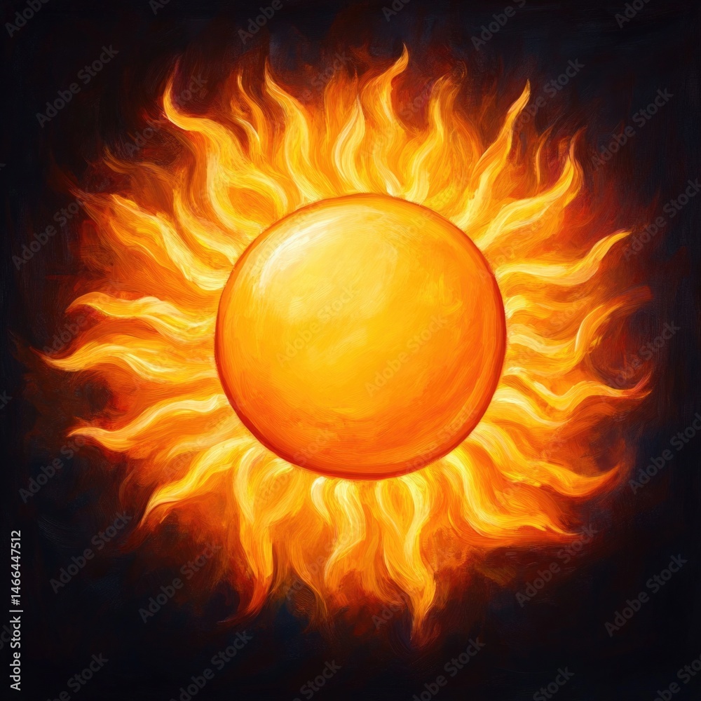 Naklejka premium Glowing Sun in Darkness