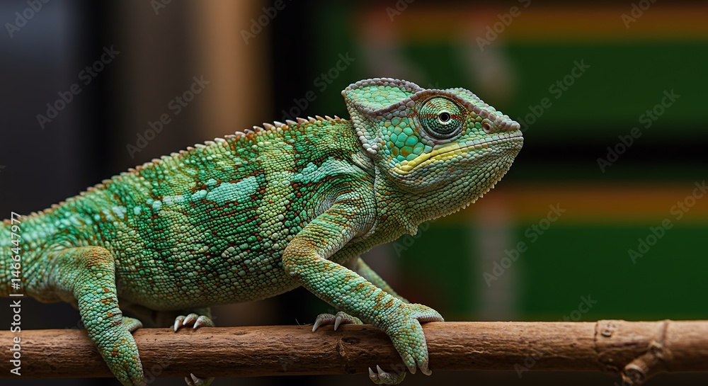 Obraz premium Green Chameleon on Branch