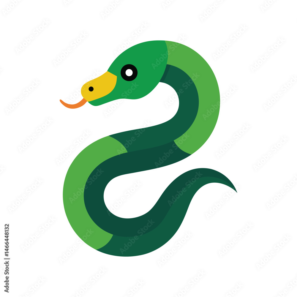 Naklejka premium python snake vector art illustration on white background
