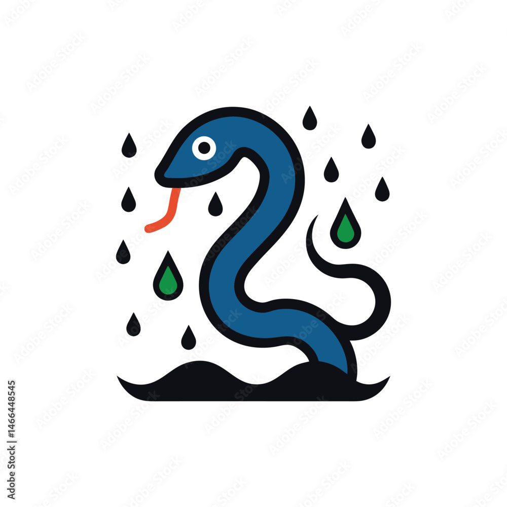 Naklejka premium rain snake vector art illustration on white background