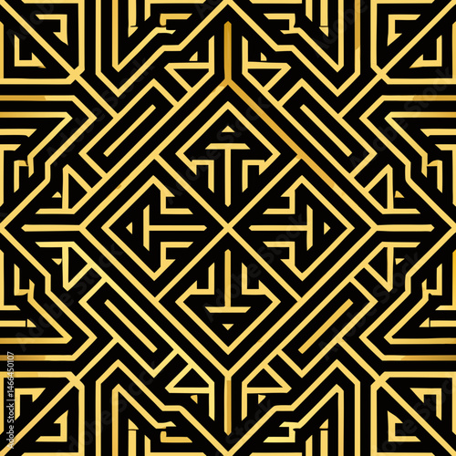 Artistic Vector Pattern of Gold Lines on Black Background  