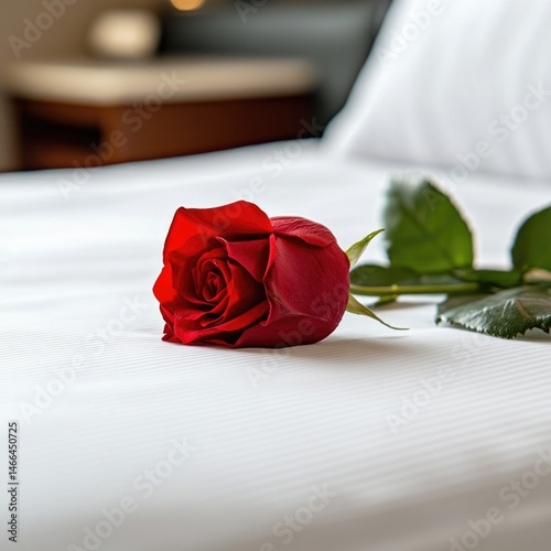 Red Rose on Bed