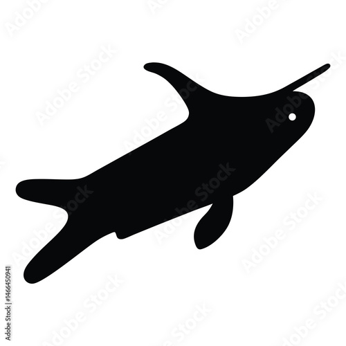 glass catfish vector silhouette icon, black and white illustration of fish.