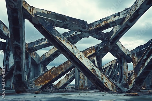 A failing construction with mangled and twisted metal

