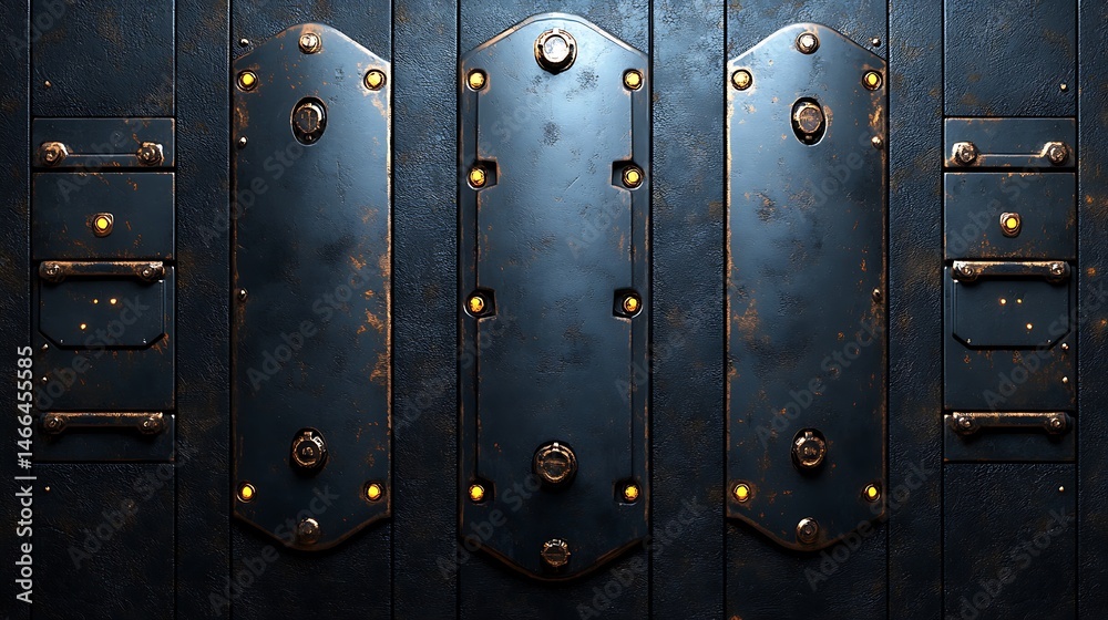 Fototapeta premium Steampunk Metal Panels Wall