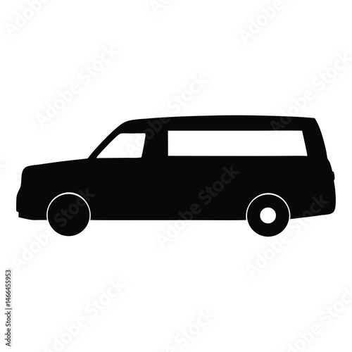 hearse , black and white illustration of vehicles.