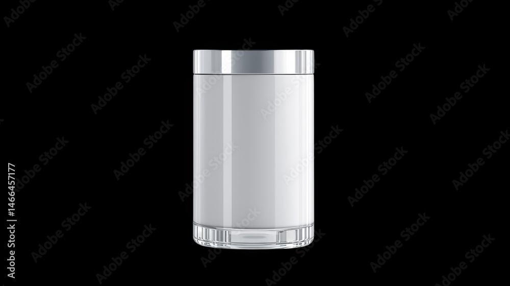 Modern white glass container with silver lid, a stylish storage solution for your kitchen Modern white glass container with silver lid, a stylish storage solution for your kitchen