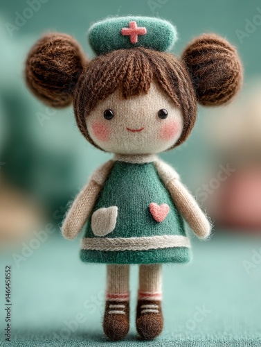 Charming handmade dolls dressed as doctors and nurses with delightful fabric details – perfect for children’s education, healthcare campaigns, toy branding, or craft-related editorial use.