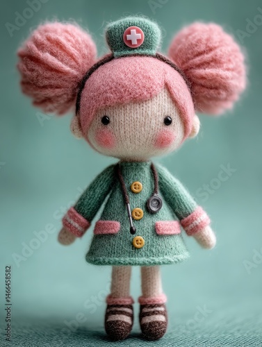 Charming handmade dolls dressed as doctors and nurses with delightful fabric details – perfect for children’s education, healthcare campaigns, toy branding, or craft-related editorial use.