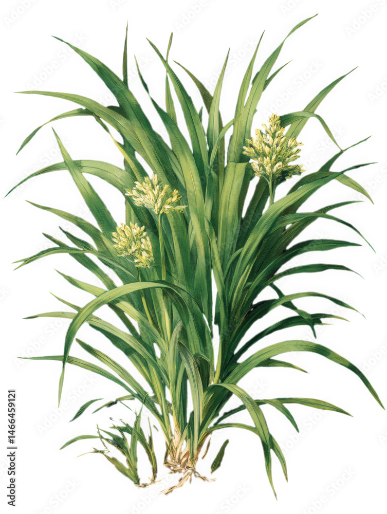 Obraz premium Lemongrass Isolated on Transparent Background, Detailed Illustration