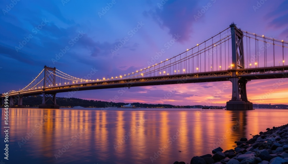 Naklejka premium Majestic Sunset over the Throgs Neck Bridge