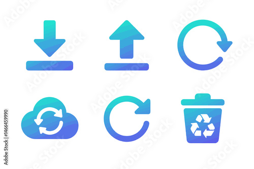 Gradient icons for file and cloud sync Vector
