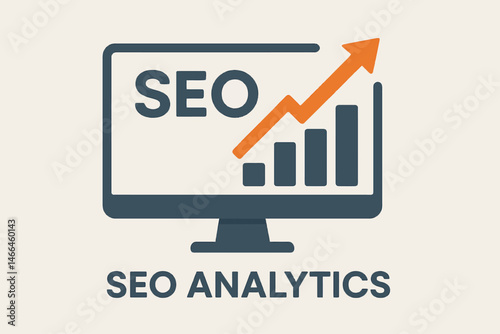 SEO analytics graph on computer screen illustration Vector