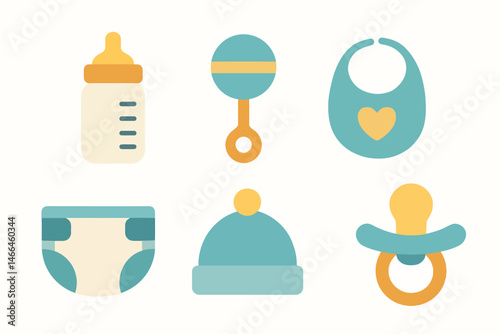Minimal baby care icons in flat design Vector