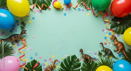 Fototapeta Naklejka Na Ścianę i Meble -  Dinosaur Birthday Party Scene