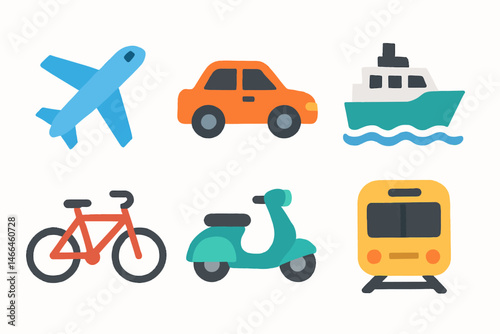 Flat vector icons of modern transport vehicles Vector
