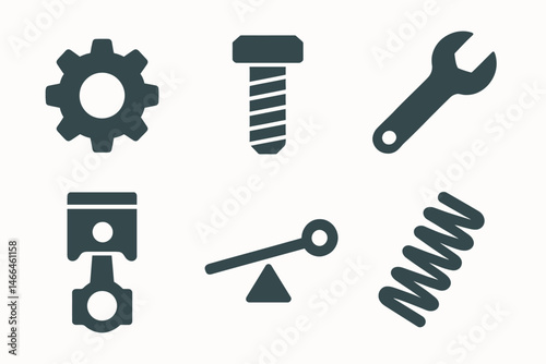 Mechanical engineering icons in flat style Vector