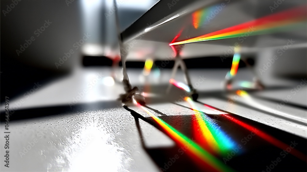 Obraz premium Prism dispersing light creating rainbow shadows