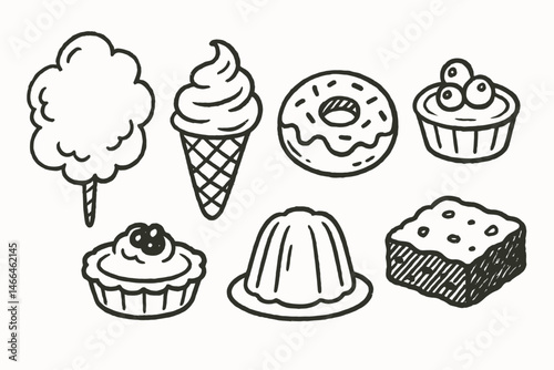 Hand drawn doodle of sweet desserts Vector