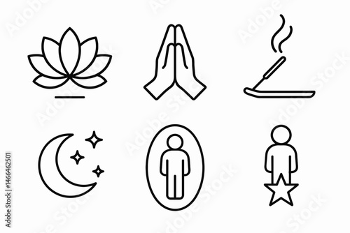 Minimalist spiritual and wellness icon set Vector