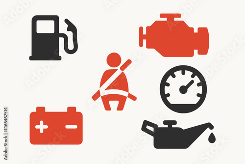 Car dashboard warning and indicator icons Vector