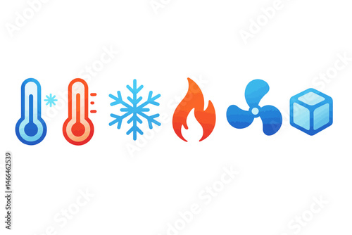 Heating and cooling temperature control icons Vector