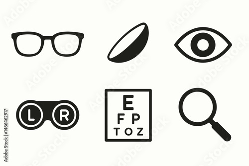 Vision and eye care icons for optometry Vector