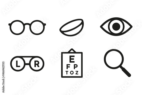 Optometry and vision care icon collection Vector