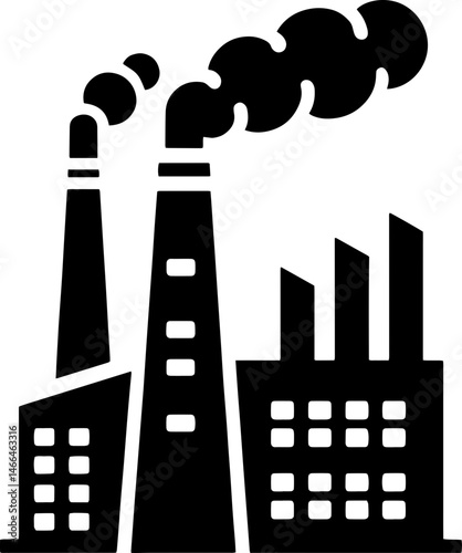 Black and white factory chimney and smoke vector illustration