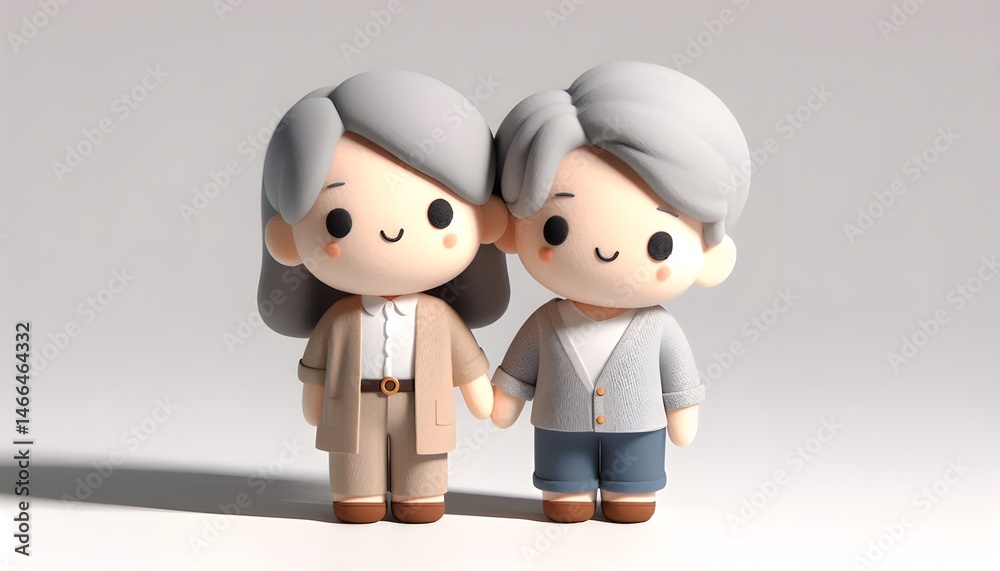 Fototapeta premium Sweet and cute old couple miniature – Relationship Goals
