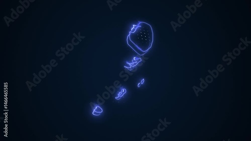 3D Neon Blue Saint Vincent And The Grenadines Map Borders Outline Loop Background