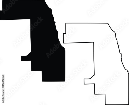 Map of Cook County Illinois USA Silhouette Flat And Outline Design