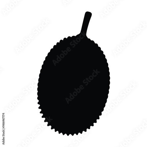 jackfruit vector silhouette icon, black and white illustration of fruits.