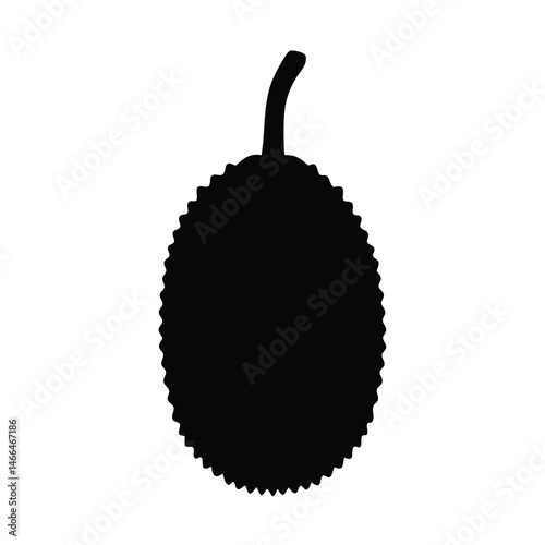 jackfruit vector silhouette icon, black and white illustration of fruits.