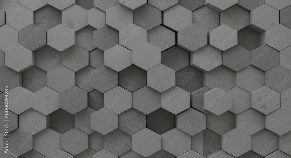 Abstract Hexagon Concrete Wall Texture: Grey Geometric Pattern Background Abstract Hexagon Concrete Wall Texture: Grey Geometric Pattern Background