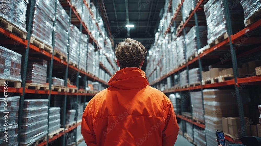 Fototapeta premium Warehouse worker inside a large distribution center