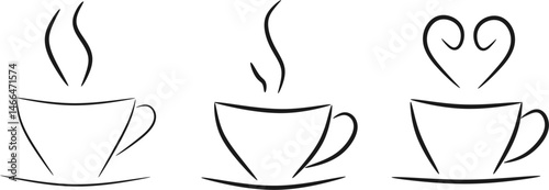 
Minimal Line Coffee Cup with Pastel Blob Background – Modern Vector Art