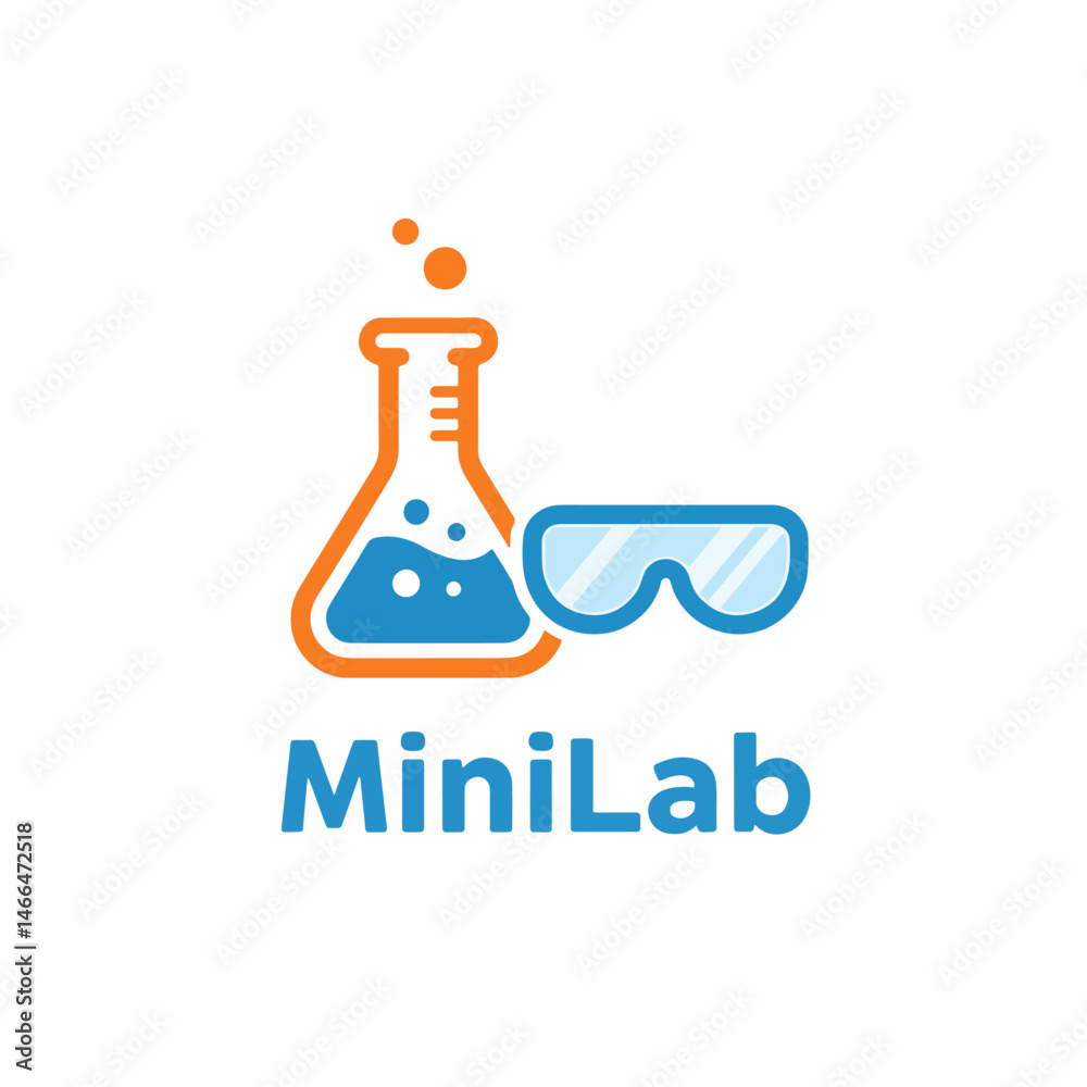 Science Experiment Lab Concept: This illustration depicts a science laboratory with a beaker, goggles, and the word Science Experiment Lab Concept: This illustration depicts a science laboratory with a beaker, goggles, and the word