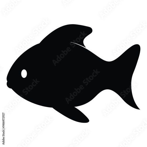 kribensis fish vector silhouette icon, black and white illustration of fish.