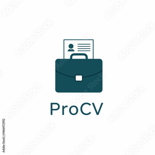 ProCV: A concise, flat-design illustration of a briefcase with a resume, perfect for business, career, or professional contexts.