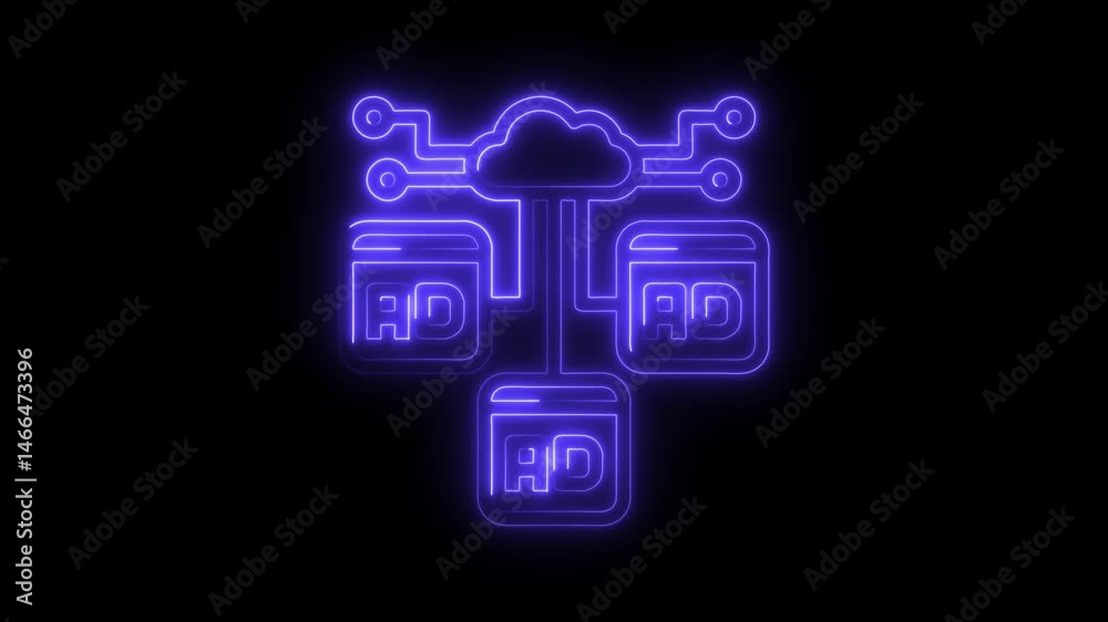 Cloud advertising network neon animation advertising platform and cloud connection Cloud advertising network neon animation advertising platform and cloud connection