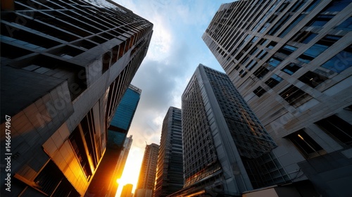 Wallpaper Mural Stunning Urban Skyscrapers and Modern Buildings in a Concrete Jungle at Sunset Torontodigital.ca