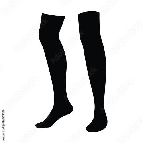leg warmers vector silhouette icon, black and white illustration of footwear.