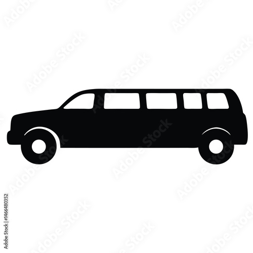 limousine , black and white illustration of vehicles.