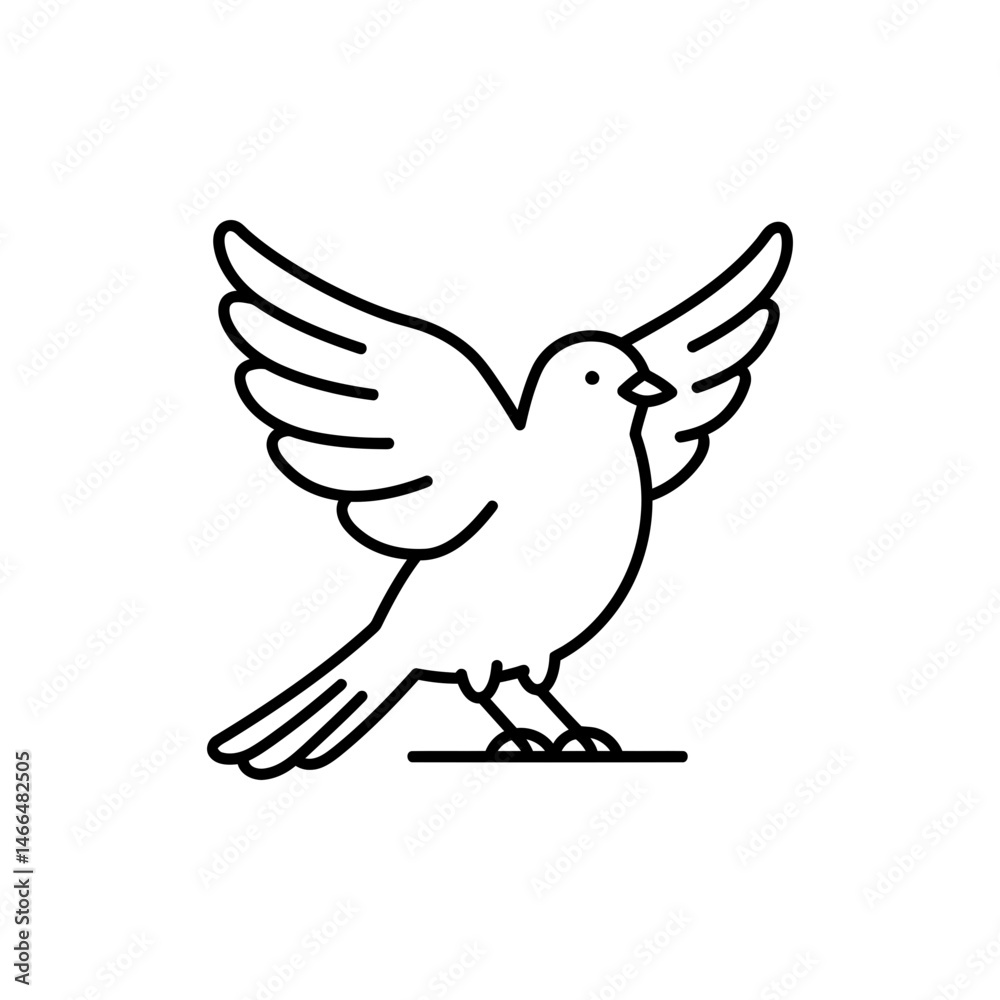 Fototapeta premium Bird Spreading Wings Proudly on Perch, Symbol of Freedom