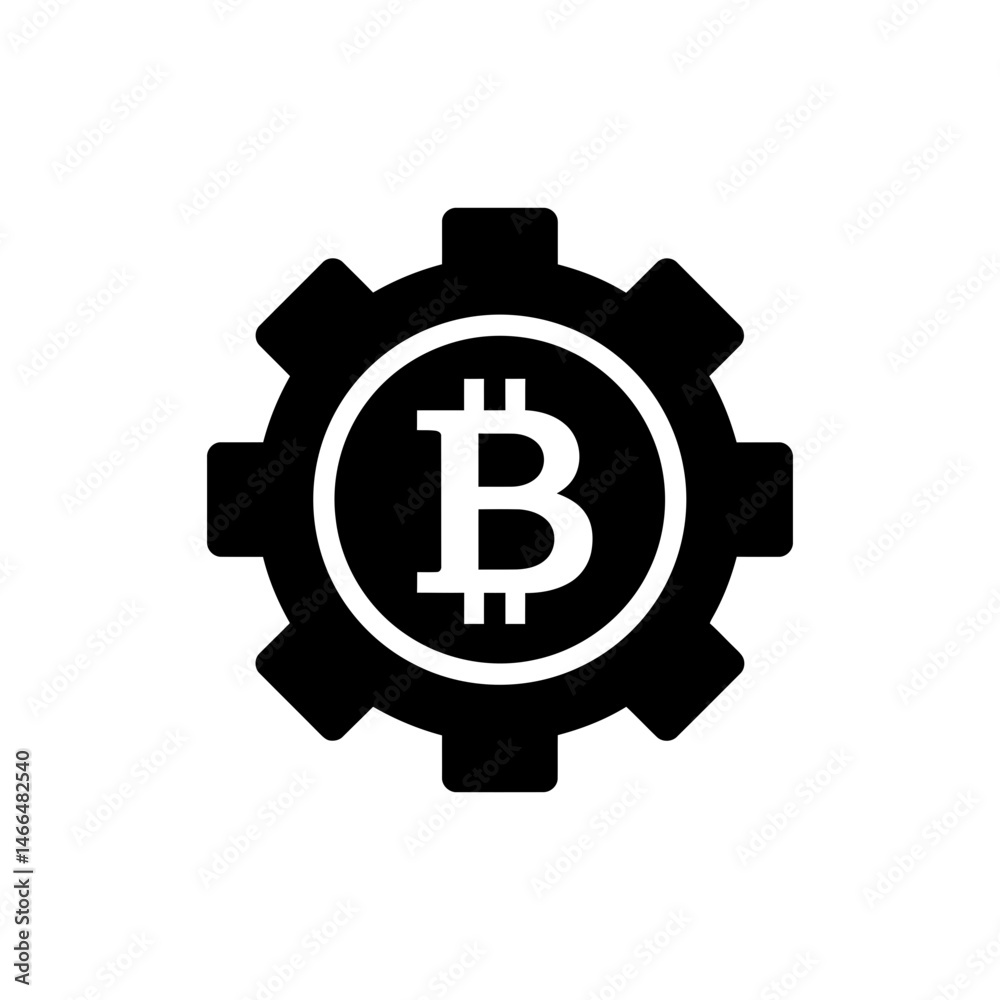Bitcoin as Gear Axle Hub - Minimal Icon Bitcoin as Gear Axle Hub - Minimal Icon