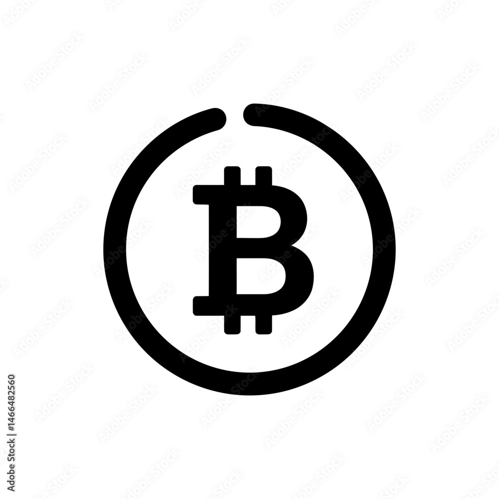 Bitcoin as Screen Loading Circle - Minimal Icon Bitcoin as Screen Loading Circle - Minimal Icon